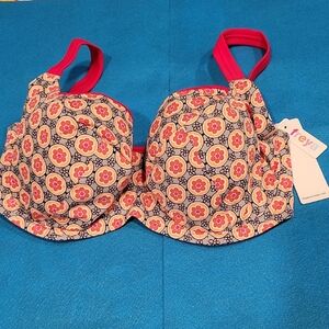 Freya Multicolor Floral Bra with Bold Red Accents